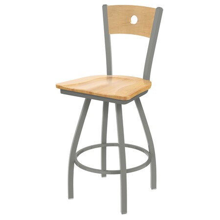 Holland Bar Stool Co 30" Swivel Counter Stool, SS Finish, Nat Back, Nat Maple Seat 83036ANNatMplBNatMpl